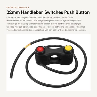 Dailygoods - 22mm Handlebar Switches - Push Button - Eenvoudige montage - Zwart - Motorfiets accessoires - Geschikt voor race motoren - 2-knops bediening