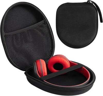 1 stuk - Opbergtas voor koptelefoon - Koptelefoonhoes - Waterdicht en krasbestendig - Compact en lichtgewicht - Met binnenvak van mesh - Schokbestendige EVA-draagtas voor over-ear koptelefoons - 21*19*6 cm - Zwart