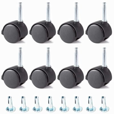 8 Stuks Dubbele Zwenkwielen 40mm met Rem, Nylon Rollen voor Kantoorstoelen, Banken en Bedden, Draagvermogen 25kg per Rol
