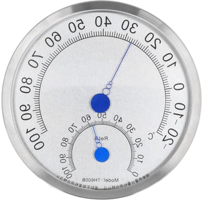 RVS Buitenthermometer en Hygrometer - Waterdichte Grote Weerthermometer voor Buiten - Hittebestendig - Tuinaccessoire met Ronde Vorm