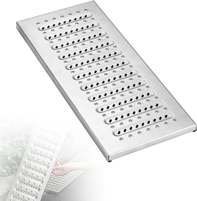 Afvoerrooster Roestvrij Staal - Afvoerput Deksel - Efficiënte Waterafvoer - Hoge Draagkracht - 58x35x2.5cm - Zilverkleurig