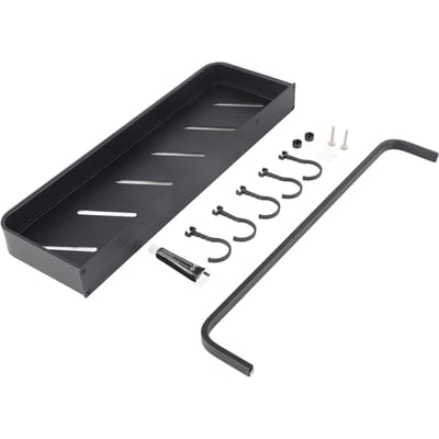 Étagère de Rangement de Salle de Bain 40cm Aluminium Noir Fixation Murale Étagères Flottantes Porte-Serviettes Étagère Organisateur Suspendu avec Crochet black
