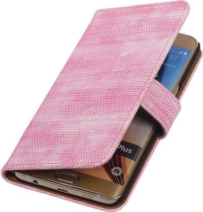 Lizard Roze Bookstyle Hoesje - Samsung Galaxy S6 edge Plus
