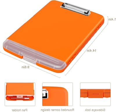 Clipboard met Opbergruimte, 8.5 x 11 x 11, Met Penhouder en A4 Juridische Papierbinder, Duurzaam Plastic Folio voor Verpleegkundigen, Docenten en Advocaten