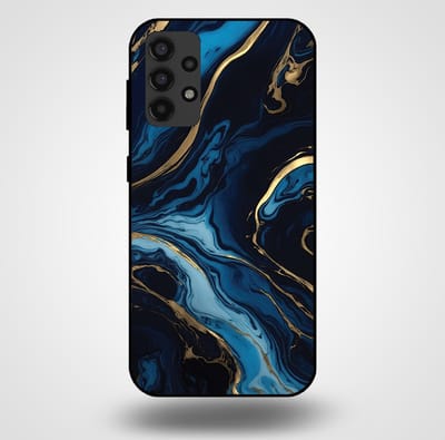 Smartphonica Telefoonhoesje voor Samsung Galaxy A32 4G met marmer opdruk - TPU backcover case marble design - Goud Blauw geschikt voor Samsung Galaxy A32 4G