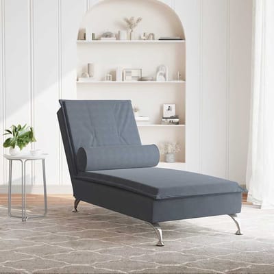 vidaXL - Massage - chaise - longue - met - bolster - fluweel - donkergrijs