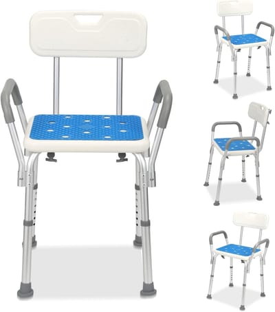 Douchestoel met Antislip - Toiletstoel - Badkamerstoel met Rugleuning & Armsteun - Douchezorg