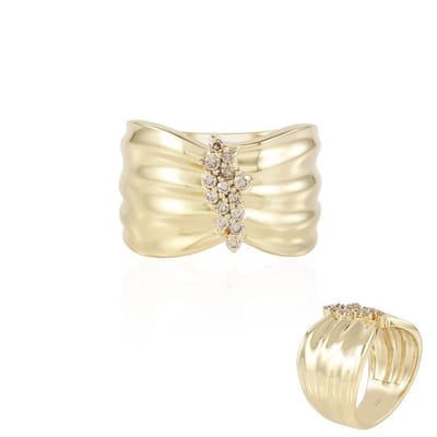 Cavill - Zilveren ring 925 Sterling Zilver Verguld - I2 Bruine Diamanten 0,193 ct - Ronde briljant slijpsel - Luxe avondring dames chique warm accent