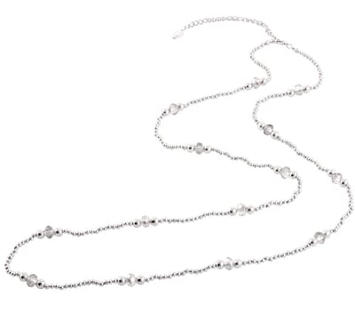 Behave - Ketting - 90 cm lang - Zilverkleur - Grijs facet geslepen glaskralen
