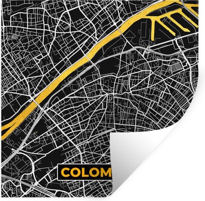 Muurstickers - Sticker Folie - Kaart – Stadskaart – Colombes - Plattegrond – Frankrijk - 100x100 cm - Plakfolie - Muurstickers Kinderkamer - Zelfklevend Behang XXL - Zelfklevend behangpapier - Stickerfolie