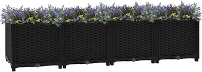 Plantenbak Verhoogd Bed - Bloembak Groentebed - Tuinieren Buiten - Robuust Polypropyleen - 160x40x38 cm - Zwart
