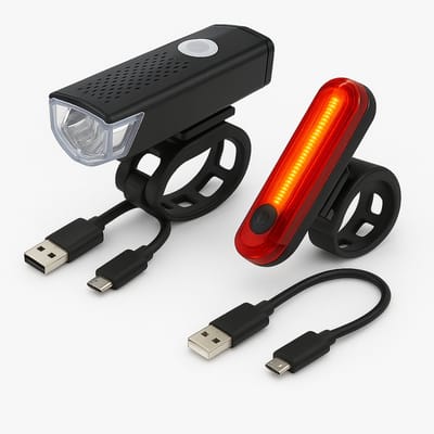 JN® Oplaadbare LED Fietsverlichting set – Stijlvolle en Waterdichte Fietskop- en achterlamp met USB-aansluiting - Voorlicht fiets - Led achterlamp - Fietslicht - Koplamp fiets - Fietsverlichting
