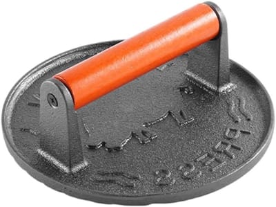 Burgerpers Gietijzer - Patty Maker - Perfecte Burgers Maken - Robuuste Gietijzeren Constructie - 18 x 9 cm - Zwart