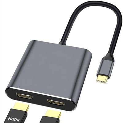 2-in-1 USB-C Docking Station - Dual HDMI 4K - Aluminium - adapter hub - voor Laptop en Tablet - zwart