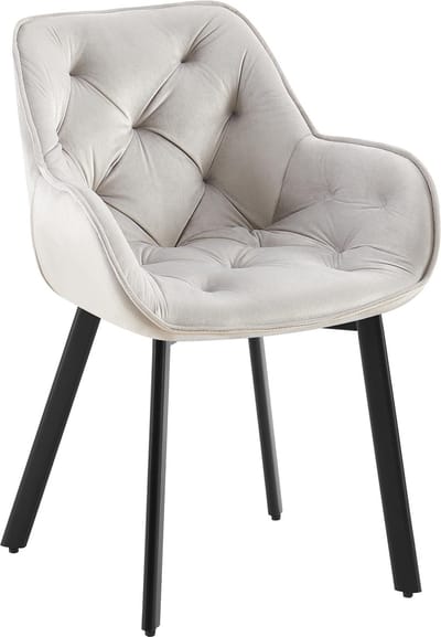CLP Antigo Eetkamerstoel - Met armleuning - Metalen frame - Velvet - Fluweel/grijs