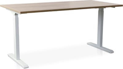 Zit-sta bureau snelslinger verstelbaar - MRC FAST FLEX | 160 x 80 cm | frame wit - blad midden eiken