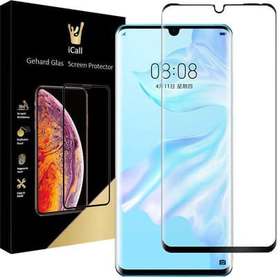 Screenprotector geschikt voor Huawei P30 Pro - Tempered Glass Gehard Glas - Full Screen Cover Volledig Beeld