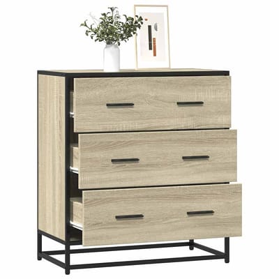vidaXL - Dressoir - 68x35x76 - cm - bewerkt - hout - en - metaal - sonoma - eikenkleur