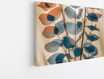 Saammp Canvas Schilderij - Eucalyptus bladeren in warme tinten - Natuur - Bloemen - 30x20 - Foto op canvas - Wanddecoratie - Muurdecoratie Woonkamer - Kantoor Decoratie
