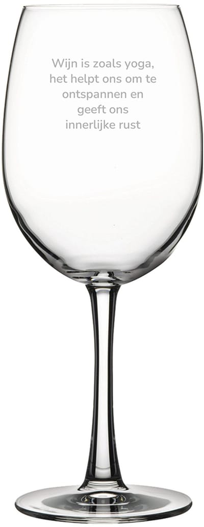 Gegraveerde Rode wijnglas 58cl Wijn is als yoga