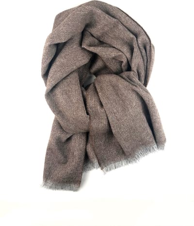 LON semi-effen sjaal - 100% kasjmier - bruin/grijs - 205 x 42 cm - Extreem zacht - Licht van gewicht - Ademend - Vochtregulerend - Neutraliseert geur - Natuurlijke antibacteriële eigenschappen - Made in Germany