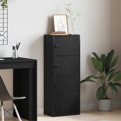vidaXL - Boekenkast - 40x24x102 - cm - bewerkt - hout - zwart - eikenkleurig
