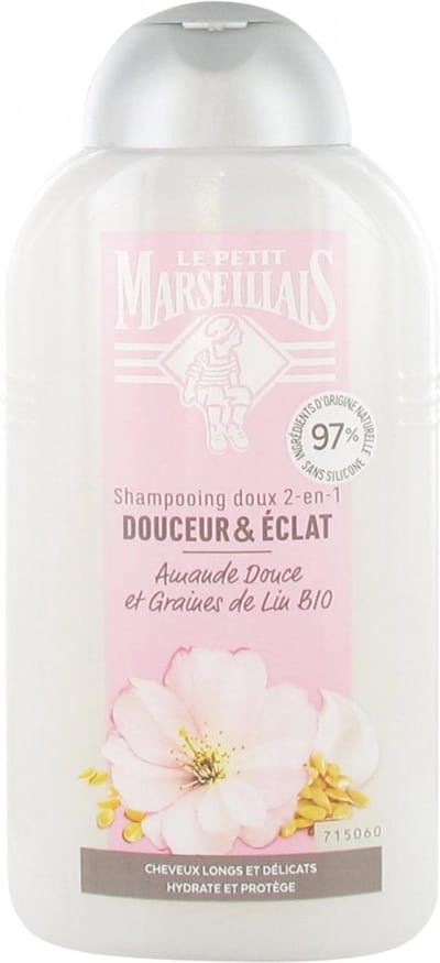 1 x Le Petit Marseillais – Shampoo – Amande Douce & Graines de Lin Bio – 250 ml - Shampoo Amande Douce - Shampoo Linzaad - Shampoo Bio - Shampoo Voor Fijn Haar - Shampoo Voor Normaal Haar