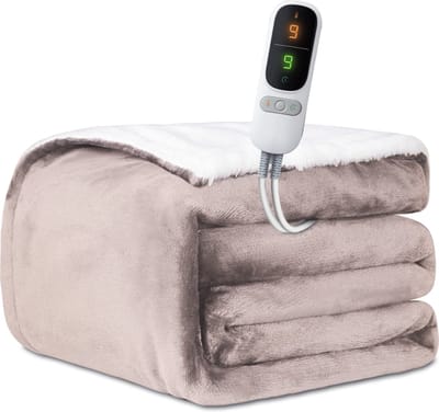 STAUS&BACH POWERNAP - 1 persoons elektrische deken (160W) - Warmtedeken met 1 tot 9 uur timer en 9 warmtestanden - 160x120 cm knuffeldeken - Wasmachine bestendige bovendeken - Dusty Pink