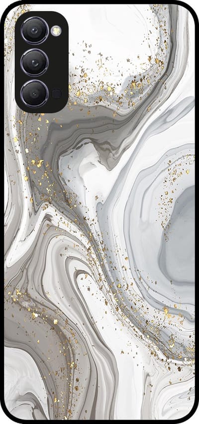 Smartphonica Telefoonhoesje Geschikt voor Oppo Reno4 5G met marmer opdruk - TPU backcover case marble design - Zilver geschikt voor Oppo Reno4 5G