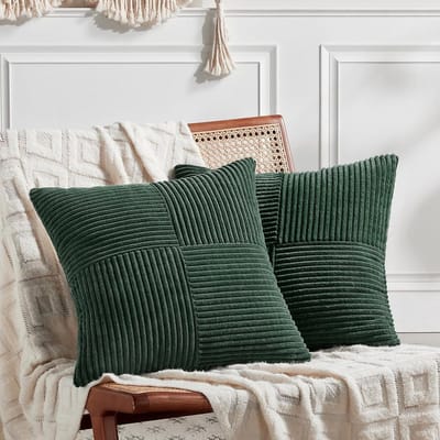 Set van 2 Donkergroene Corduroy Kussenslopen 70x70 cm - Zacht Sierkussen voor Bank en Woonkamer