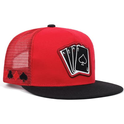 Chapeau plat à bord plat à la mode pour homme avec broderie As de pique, Casquette de baseball, Chapeau Hip Hop, Chapeau décoratif décontracté pour femme, Chapeau de soleil red