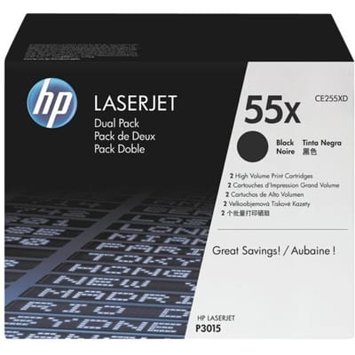 Voordeelpakket 2 x HP LaserJet CE255XD (Nr. 55X) printcassette zwart