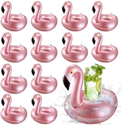 12 stuks opblaasbare drankhouders, flamingo, zwembadbekerhouder, drijvend, opblaasbare bekerhouderset, drijvende bekerhouder, bekerhouder, zwembad voor zomer, strandfeest, zwembadfeest