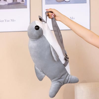1 stuks 55 cm Leuke Hamerhaai Pluche Rugzak Speelgoed Simulatie Haai Speelgoed Gevuld Zacht Student Rugzak Voor Kinderen Kinderen Cadeau 55cm beige