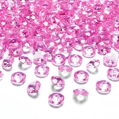 Partydeco - Tafel diamant roze 12mm