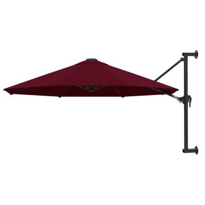 vidaXL - Wandparasol - met - metalen - paal - 300 - cm - bordeauxrood