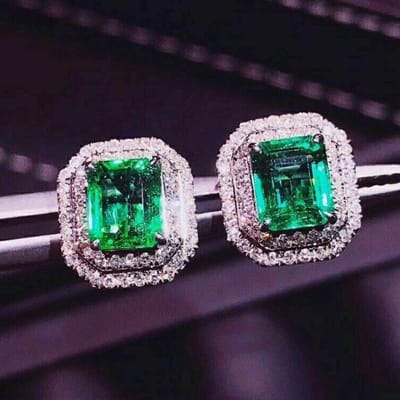 Huitan Nobele Groene Zirkonia Oorbellen voor Vrouwen Nieuw Bruiloft Verjaardag Feest Vrouwelijke Accessoires Cadeau Trendy Sieraden blue