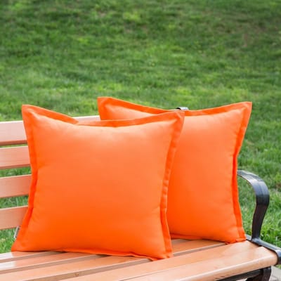 Set van 2 Waterdichte Oranje Kussenhoezen voor Buiten, Decoratieve Vierkante Kussenhoezen voor Sofa en Tent (45 x 45 cm)