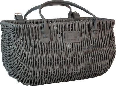 UNUS® Fietsmand – met leren riemen in modern rattan-look grijs