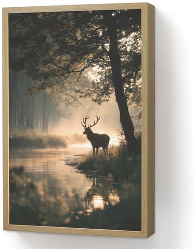 Wandlamp 40x60 cm - Oplaadbaar - Hert - Bosbeek - Mystiek - Wandlampen binnen woonkamer - Slaapkamer lamp - Decoratieve nachtlamp - Vloerlamp draadloos