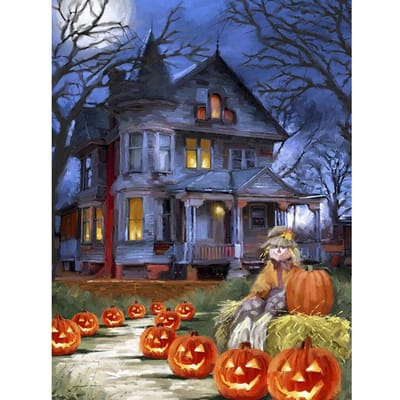 Peinture Diamant 5D Halloween Mosaïque Strass Broderie Diamant Rond Complet Château Ancien Citrouille 20X30CM gray