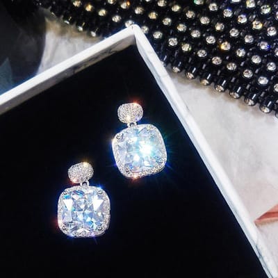 Grote Zirconia Oorbellen Luxe Kristal Cubic Zirconia Stud Oorbellen Bruiloft Sieraden Grote Roze Steen Boheemse Oorbellen voor Vrouwen Meisjes white