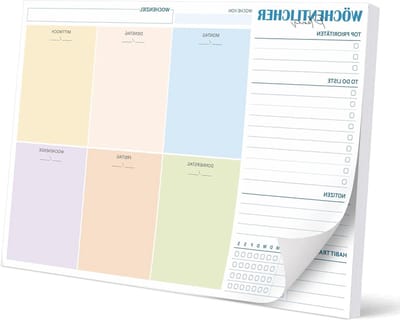 Weekplanner A4 Blok - Levendige Indeling voor Efficiënte Planning en Organisatie