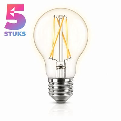 5x Peertje Led-lamp E27 - 8W - Warm Wit Licht (2700K) - 1060 lm - 15 jaar - Niet Dimbaar - Vervangt 75W