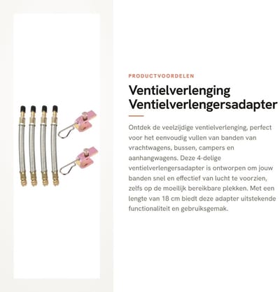 Dailygoods - Ventielverlenging - Ventielverlengersadapter - Ideaal voor vrachtwagens - 18 cm - Verlengbandventieladapter - Betrouwbaar en duurzaam - G...
