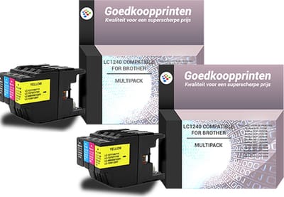 Huismerk Brother LC-1240 inkt cartridges 2 x 4 Kleuren Multipack (104 ml)