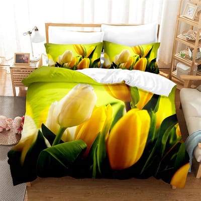 Tulp Dekbedovertrek 220x240 Dekbedovertrek Set Tweepersoonsbed 200x200cm 3D Bloem King Beddengoed Sets Eenpersoonsmaat 3 STUKS 2 STUKS Eenpersoons 140x210 EU Sing 135x200cm&Duvet Cover
