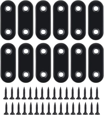 16-delige vlakke hoekbeugels, 40x16mm zwarte platte beugels van roestvrij staal voor het monteren van meubels, inclusief schroeven voor reparatie en ondersteuning van houten meubels