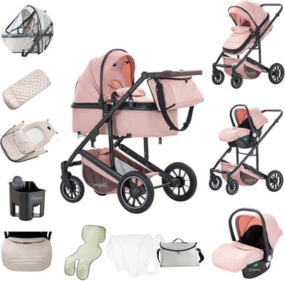 3-in-1 Kinderwagen met Autostoel - Compacte Reiswieg en Buggy voor Stad en Onderweg