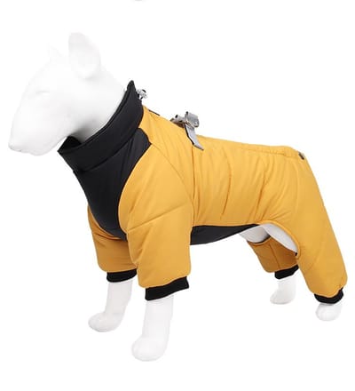 Waterdichte Hondensuit Jas Winter Huisdier Hondenkleding Warm Puppy Katoenen Jas Voor Kleine Middelgrote Honden Mopshond Chihuahua Kostuum Bulldog (Yellow,XL)